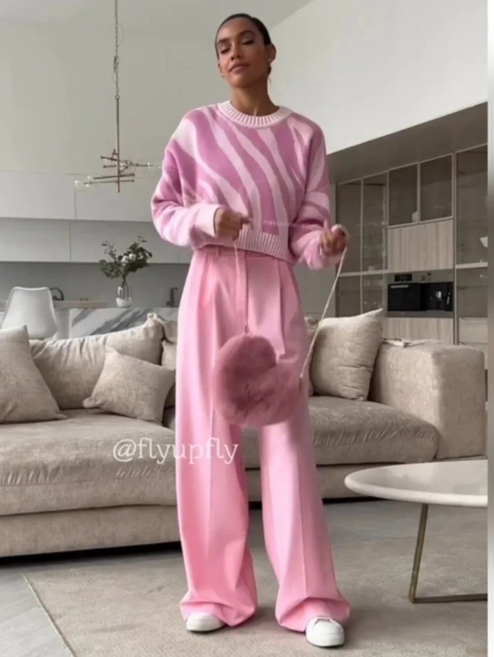 Zara Wide Legs Pants Pink Size XS